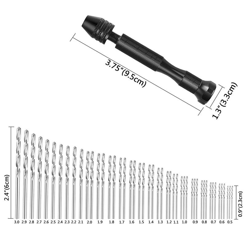 Изображение товара: Набор ручных сверл прецизионная шпилька тиски с 49 шт. мини-сверла для модели, Diy, ювелирных изделий, многоцелевой вращающийся инструмент Drilli