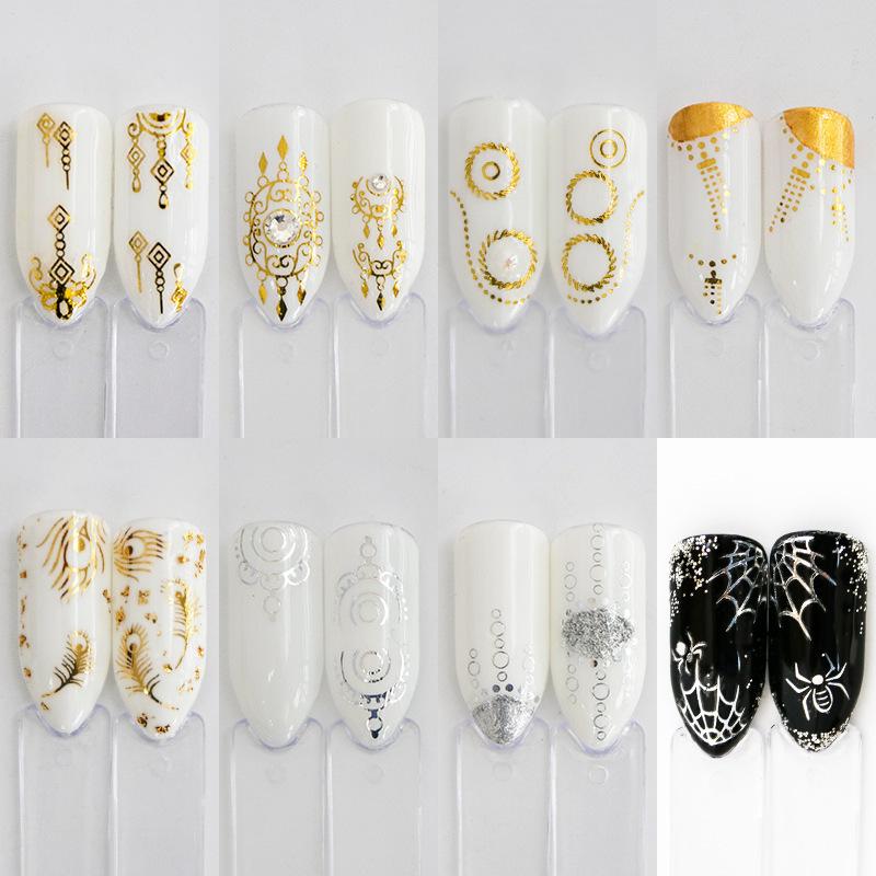 Изображение товара: 30 шт./компл. Набор наклеек для дизайна ногтей Золотой Серебряный цветок полная водная наклейка для лака драгоценный камень 3D водная наклейка для дизайна ногтей скользящая наклейка для дизайна ногтей