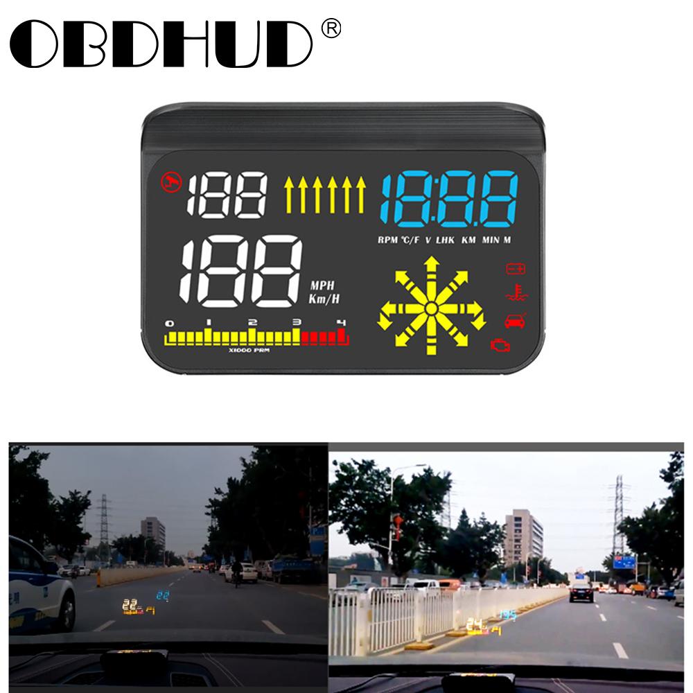 Изображение товара: Дисплей OBDHUD M15 на лобовом стекле, автомобильная электроника, дисплей на лобовом стекле, спидометр, предупреПредупреждение о превышении скорости, автомобильный проектор для всех автомобилей