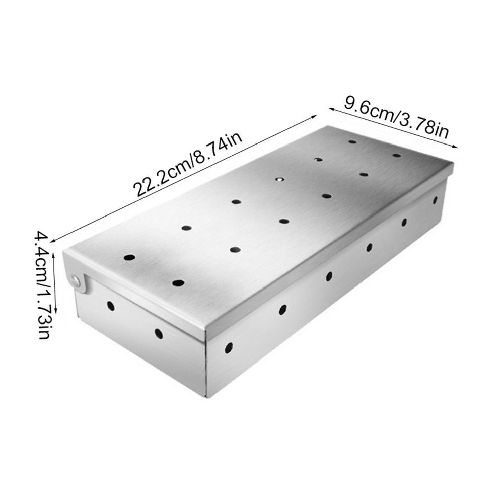 Изображение товара: Коптильня 8,74*3,78 * 1.73in, толстая, из нержавеющей стали, чехол для мяса с откидной крышкой, инструменты для барбекю