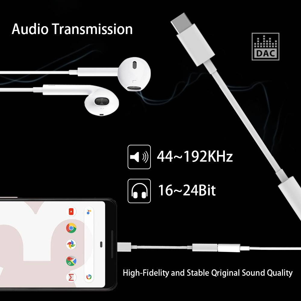 Изображение товара: 10X USB C до 3,5 мм Aux разъем для наушников Тип C цифровое аудио стерео 24 бит HD адаптер для iPad Pro Huawei P20 Google Pixel 2/2XL/3
