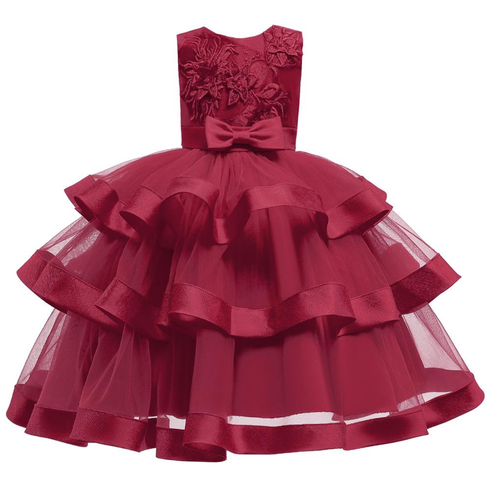 Изображение товара: Children's Full Dress Three-dimensional Applique Bow Mesh Bubble Skirt Children's Clothing Princess Dress for Flower Girl Dresse