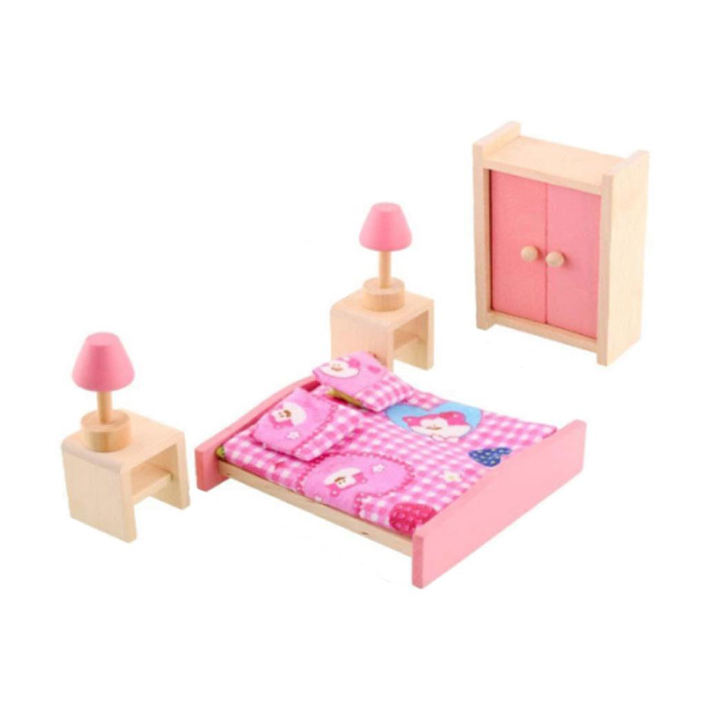 Изображение товара: Набор мини-мебели для кукольного домика, детская игрушка, модель, набор деревянной мебели, Детская развивающая игрушка, набор для ванной комнаты