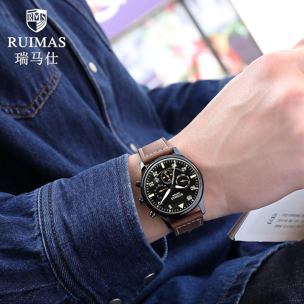 Изображение товара: Мужские автоматические светящиеся часы Ruimas, деловые водонепроницаемые механические часы с турбийоном, 6769