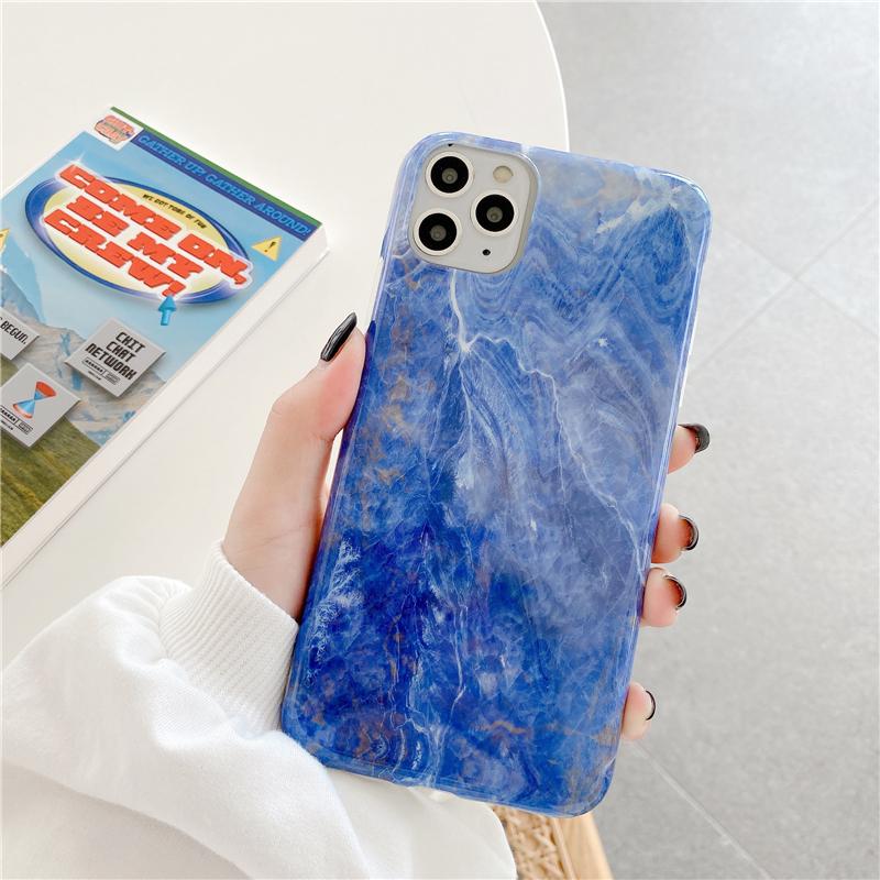Изображение товара: Глянцевый Ретро мраморный синий текстурный чехол для телефона подарок для iPhone 11 Pro MAX 7 8 Plus XS XR SE20 мягкий IMD противоударный чехол-накладка