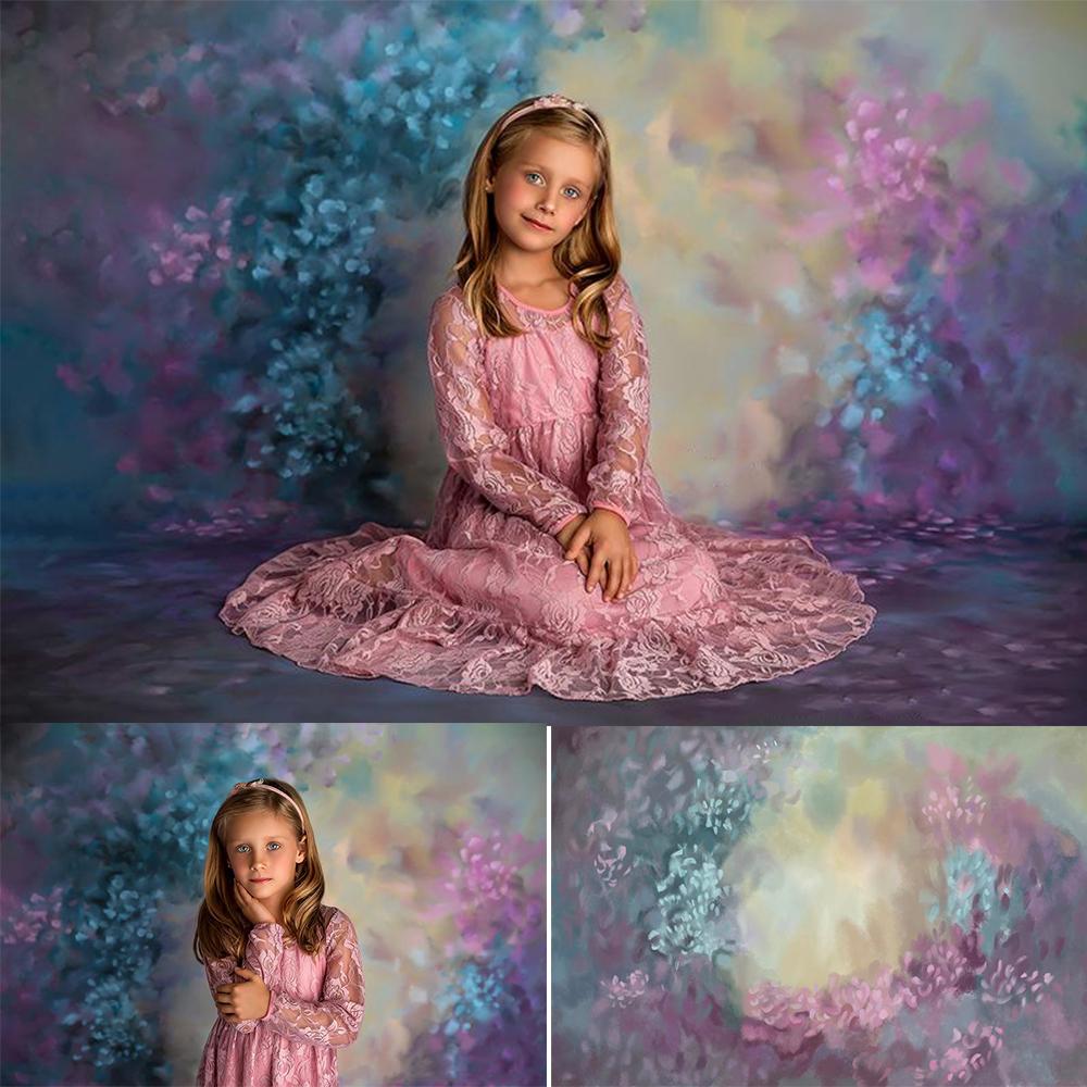 Изображение товара: Фон для фотосъемки новорожденных девочек с изображением фиолетовых красочных цветов торта