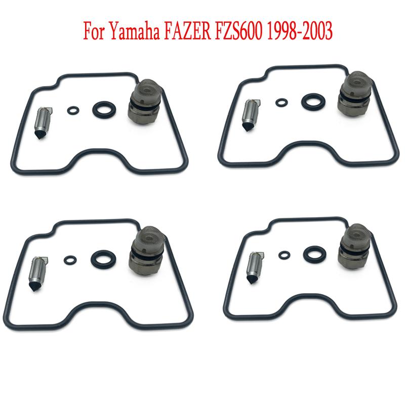 Изображение товара: 4 шт. для Yamaha FZS600 FAZER 1998 1999 2000 2001 2002 2003 Ремонтный комплект карбюратора поплавковая игольчатая прокладка клапана уплотнительные кольца комплект деталей