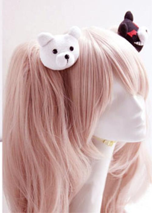 Изображение товара: Женский парик для косплея Dangan Ronpa Danganronpa, розовый длинный волнистый парик с зажимом для конского хвоста, термостойкие парики + Искусственные