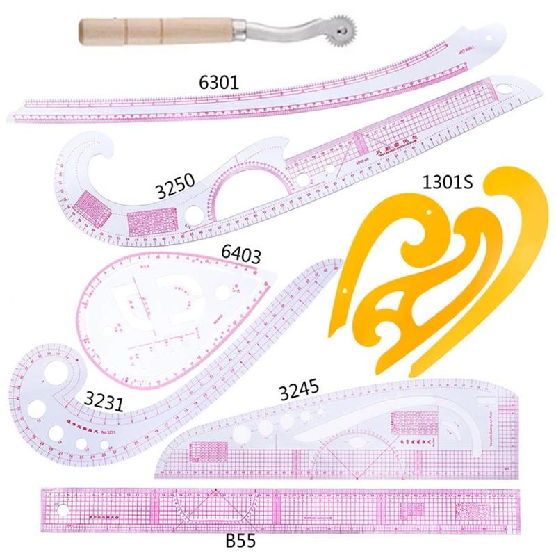 Изображение товара: KAOBUY 8 шт. пластиковые французские кривые мерные узоры линейки для шитья линейки принадлежности с узорами для изготовления платьев