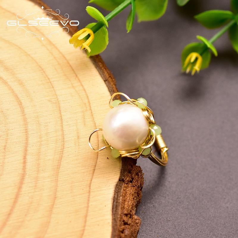 Изображение товара: Кольцо GLSEEVO из натурального пресноводного жемчуга для женщин и девушек, Свадебное обручальное кольцо из стерлингового серебра 925 пробы, роскошные украшения GR0249