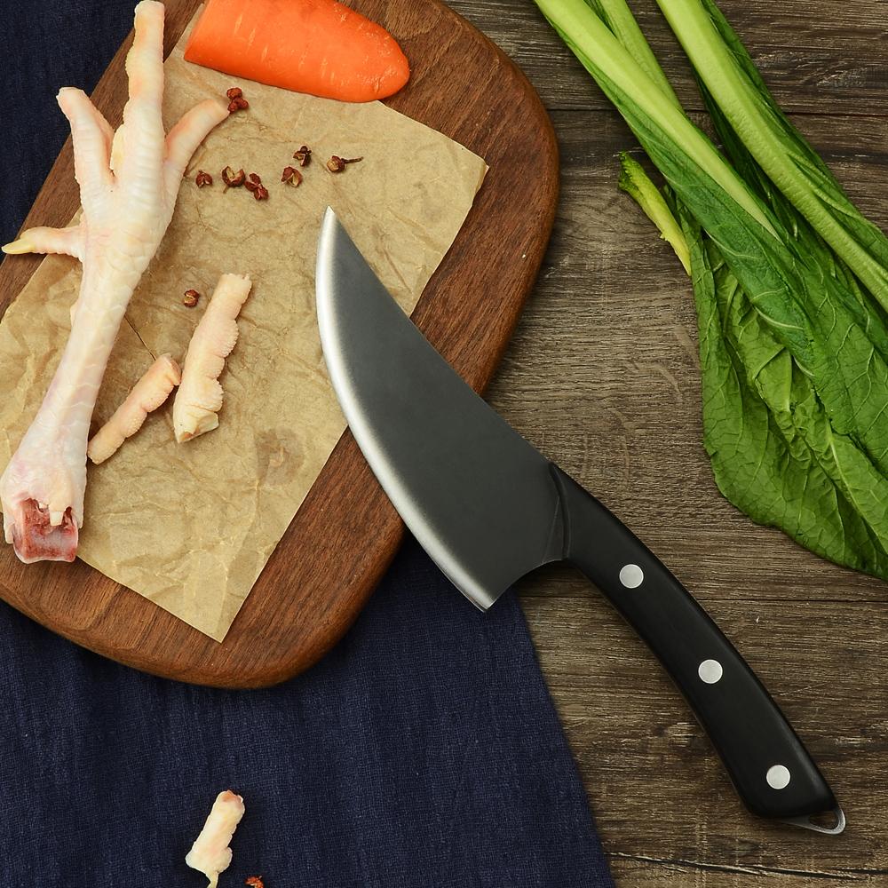 Изображение товара: XYj нож для убоя мясника 5 дюймов кожаный чехол черный искусственный нож для фруктов мяса инструменты для выживания на природе для пешего туризма