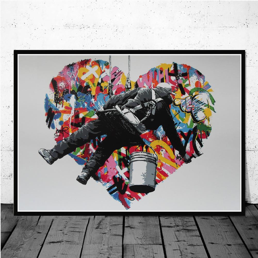 Изображение товара: Абстрактная Радуга «любящее сердце» фон с изображением уличного граффити художественные плакаты и принты настенные картины на холсте печатные картины для Гостиная