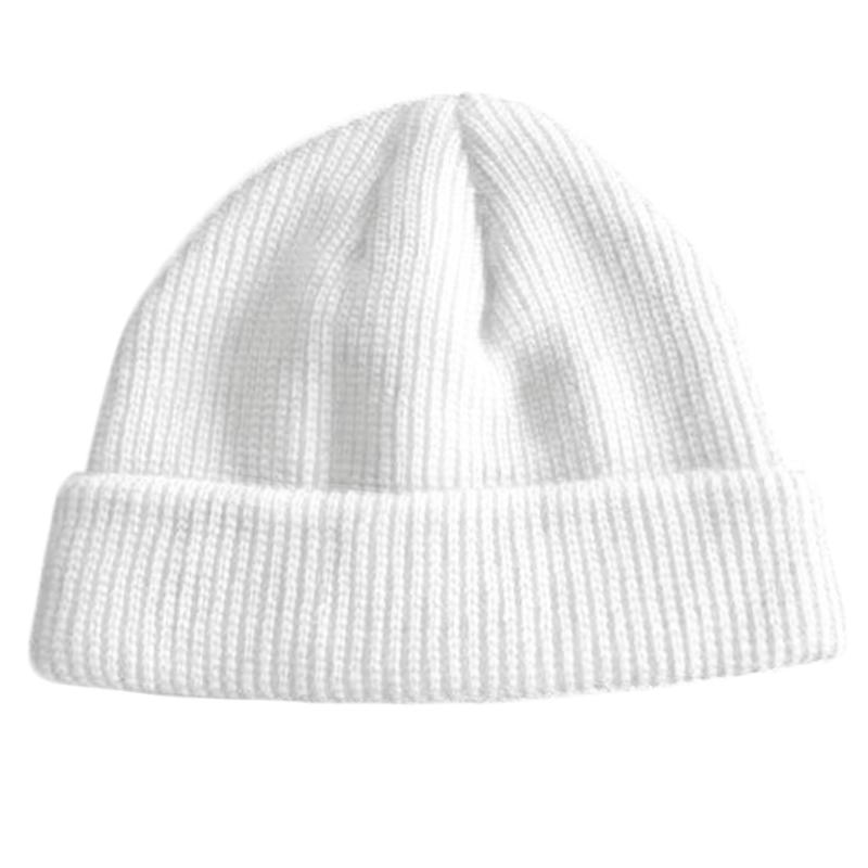 Изображение товара: Зимняя Вязаная Шапка-бини унисекс, одноцветная короткая шапка с черепом Y1QD