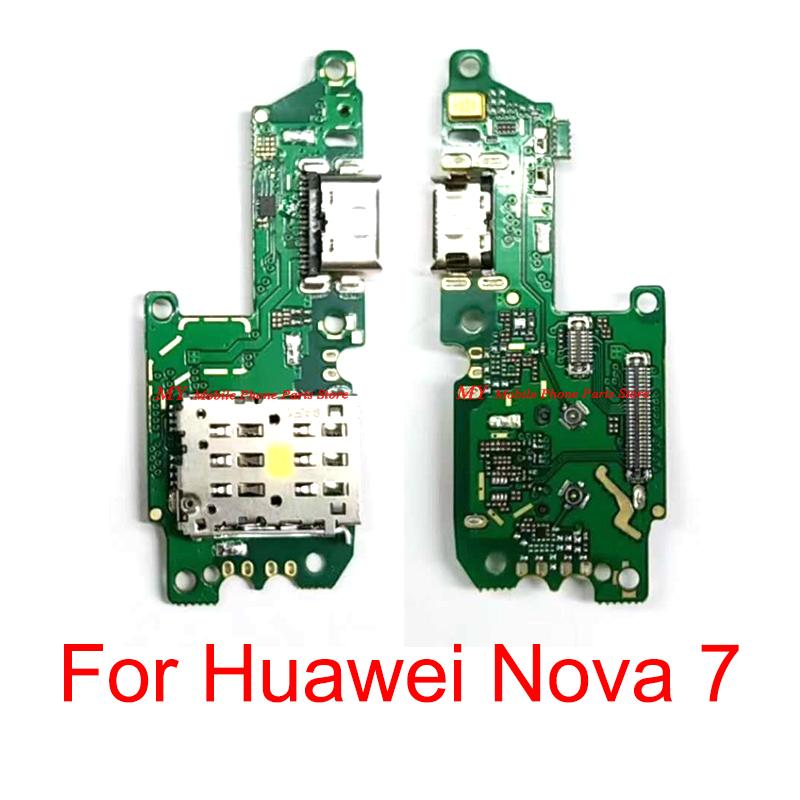 Изображение товара: Разъем для sim-карты плата для зарядки гибкий кабель для Huawei Nova 7 Nova7 USB зарядное устройство плата микрофон антенна держатель карты Запасные части