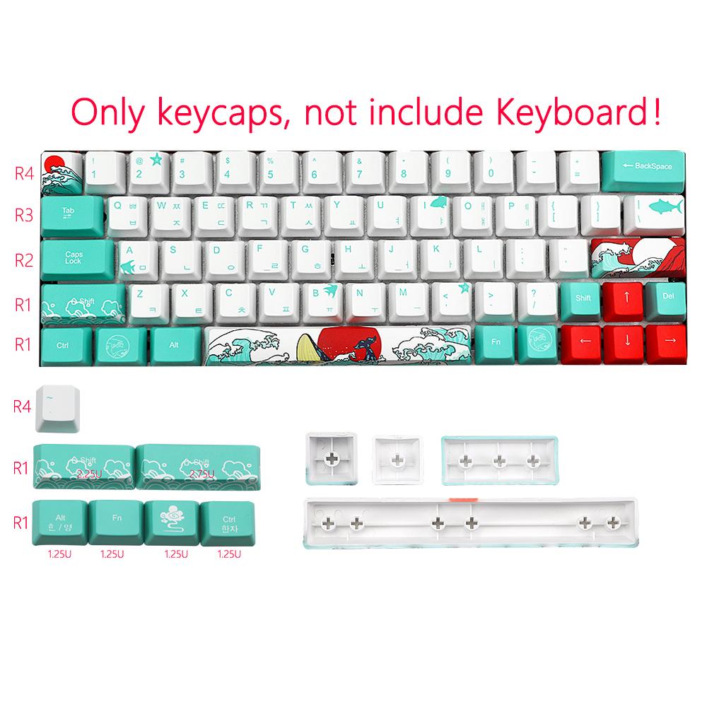 Изображение товара: олько распродажа Keycap Mechanische Toetsenbord Coral Sea Keycap dz60 / poker / GK61 / GK64 Сублимация красителя pbt Keycap OEM 71 key Russ Japanese Character Keycap