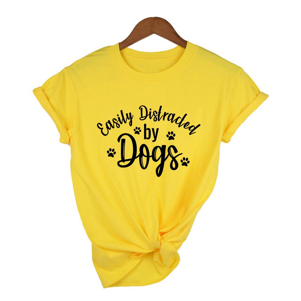 Изображение товара: Женские Забавные футболки с коротким рукавом и принтом лапы, милые топы, футболка для любителей собак, футболки, наряды, легко отвлекающиеся от собак, графическая футболка