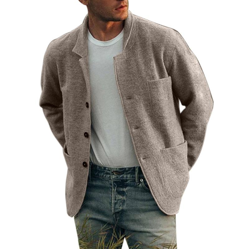 Изображение товара: Мужские шерстяные пальто, ветровка, дизайнерская однотонная однобортная куртка 2020, Мужская брендовая Повседневная Верхняя одежда, топы с длинными рукавами, пальто