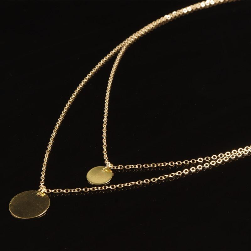 Изображение товара: Многослойная цепочка HebeDeer, модное ожерелье для девушек, цепочка для женщин, желтое бриллиантовое круглое ожерелье, ювелирные изделия, женские ожерелья