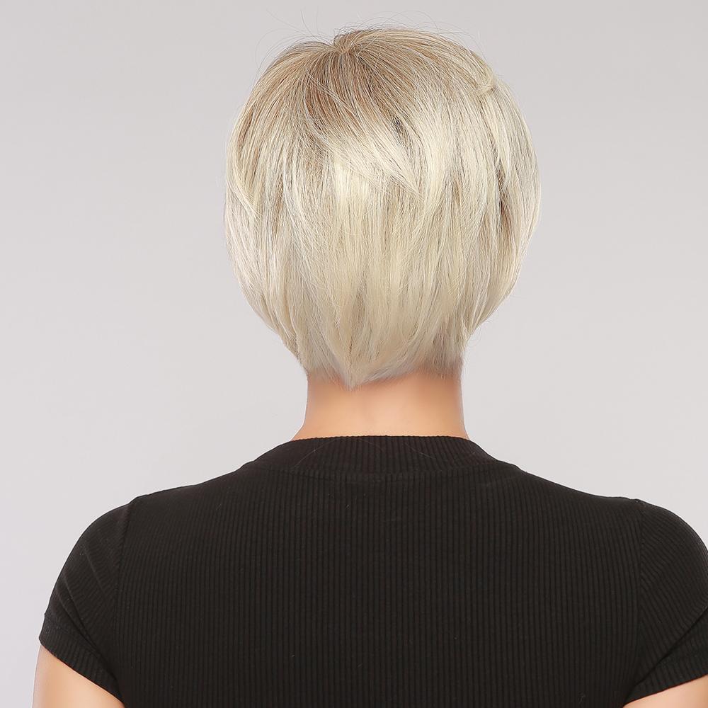Изображение товара: Парик с короткой челкой для женщин, искусственные волосы с эффектом омбре, из высокотемпературного волокна, с челкой