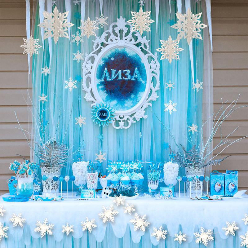 Изображение товара: Winter Wonderland Party Decorations 3D Artificial Snowflakes Paper Garland  Frozen Party Supplies Christmas Decorations for Home