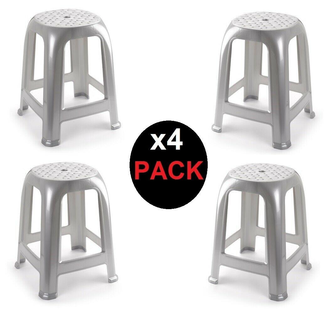 Изображение товара: 4x tabrete silla de plastico asiento apilable banco jardina camping playa