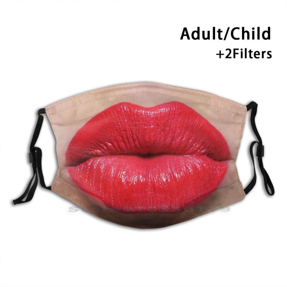 Изображение товара: Kissable-красные пушистые губы. Многоразовая маска для рта Pm2.5 с фильтром для самостоятельного поцелуя, детская красная помада, красные губы, красные губы