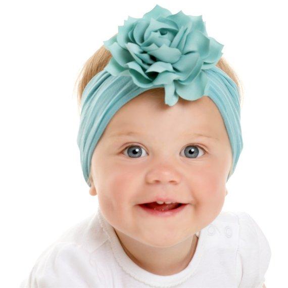 Изображение товара: Повязка на голову Nishine для новорожденных, нейлоновая, эластичная, с цветами лотоса, Детская резинка для волос
