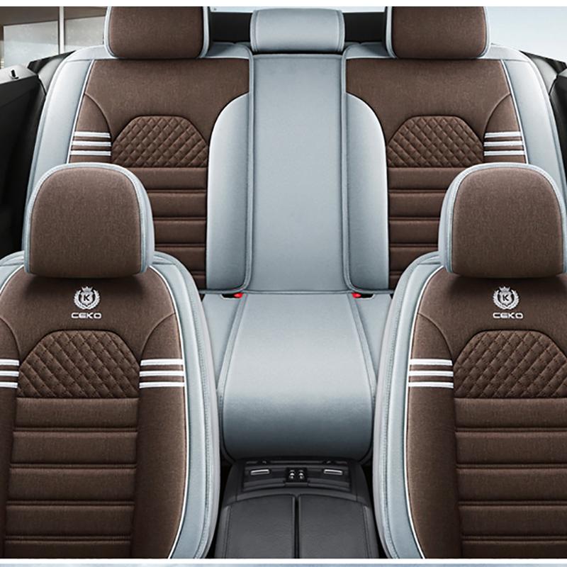 Изображение товара: Чехлы для автомобильных сидений FUZHKAQI, льняные накидки на сиденья Volkswagen vw passat b5 b6 b7 polo 4 5 6 7 golf tiguan jetta touareg