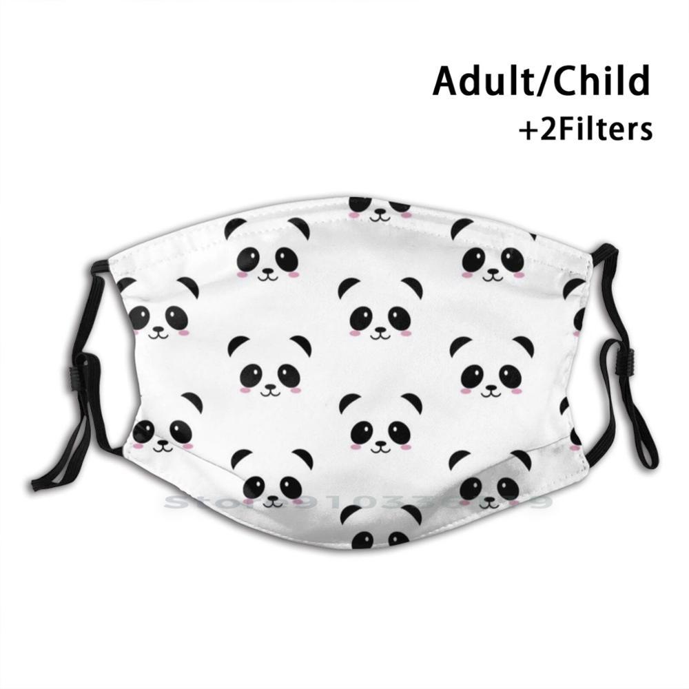 Изображение товара: Милая многоразовая маска с пандой для лица с фильтрами для детей, милая панда, ленивая Милая Детская милая улыбка