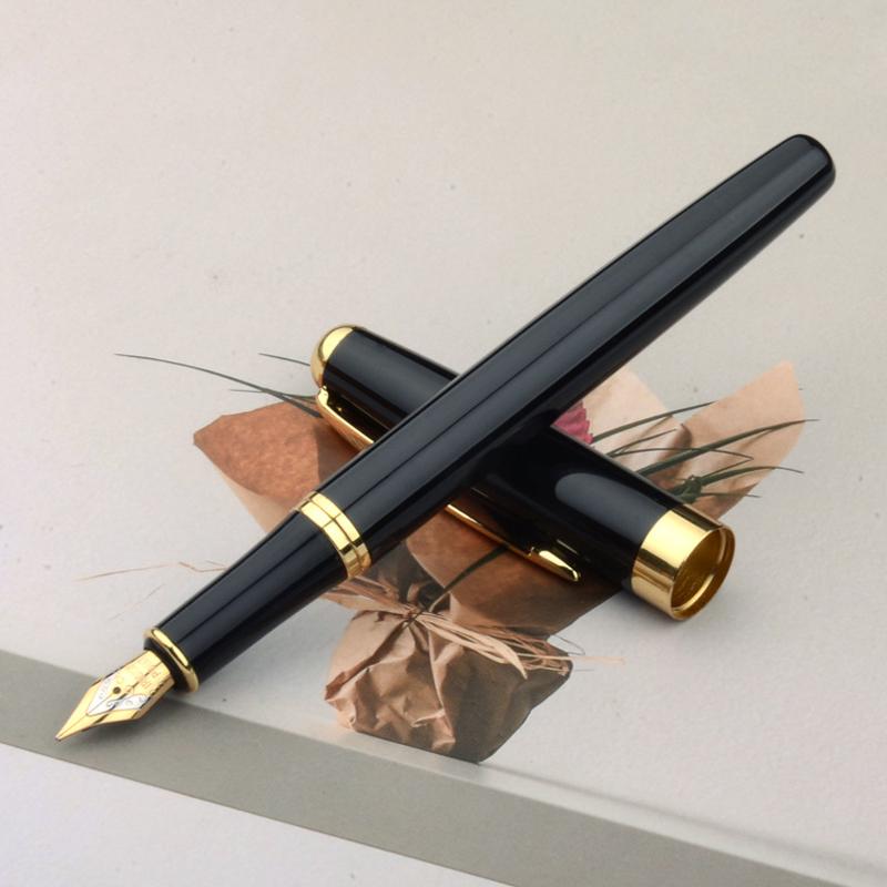Изображение товара: Ручка перьевая черная, 0,5 мм, в металлическом стиле