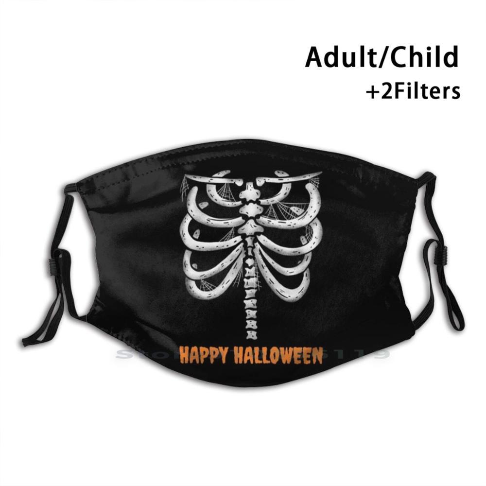 Изображение товара: Скелет Счастливого Хэллоуина для взрослых детей моющаяся забавная маска для лица с фильтром скелетор паук Spooky Хэллоуин Пауки