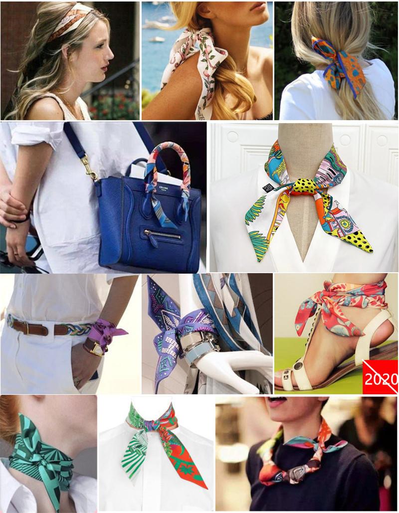 Изображение товара: 2021 дизайнерский брендовый шарф, женский шарф для волос, модный шейный платок, обтягивающие шелковые шарфы для дам, сумочка с лентами, Женский Галстук