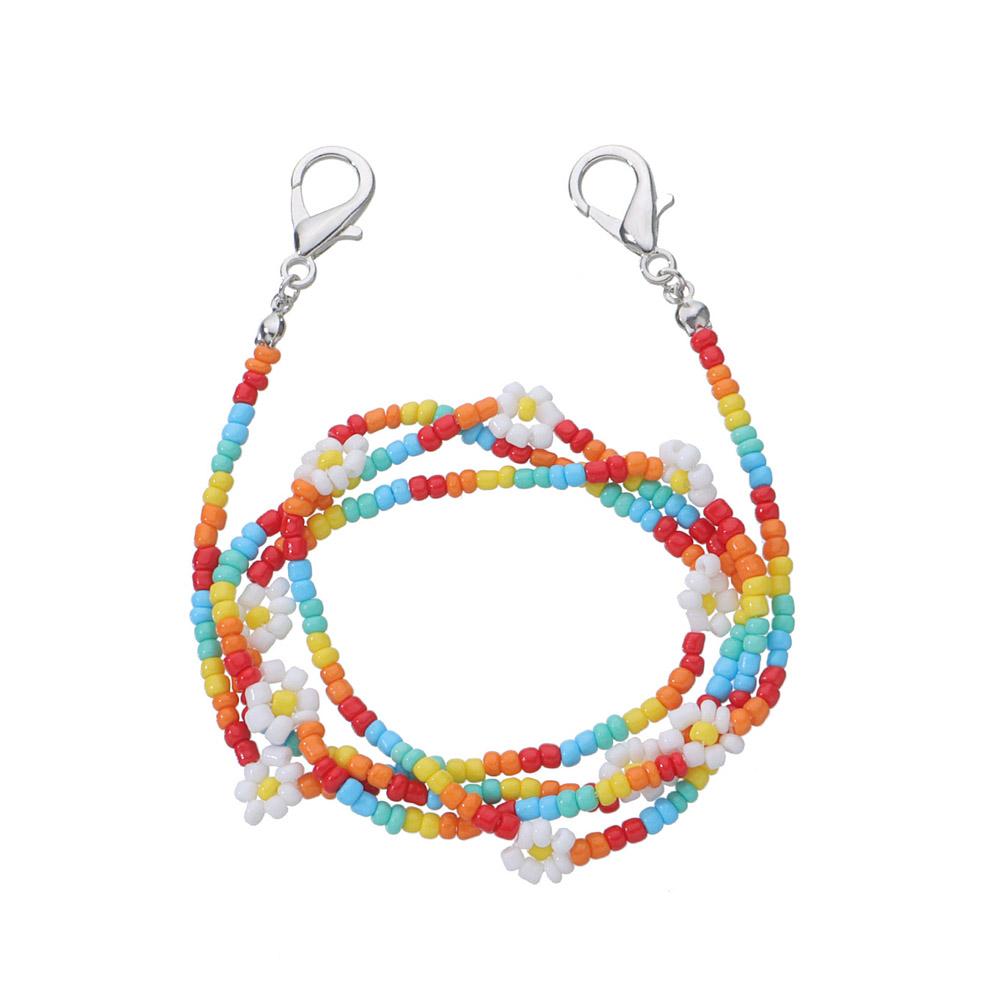 Изображение товара: Цепочка для очков для чтения Wgoud, шнурок на шею для солнцезащитных очков с цветными цветочными маргаритками, ручной работы