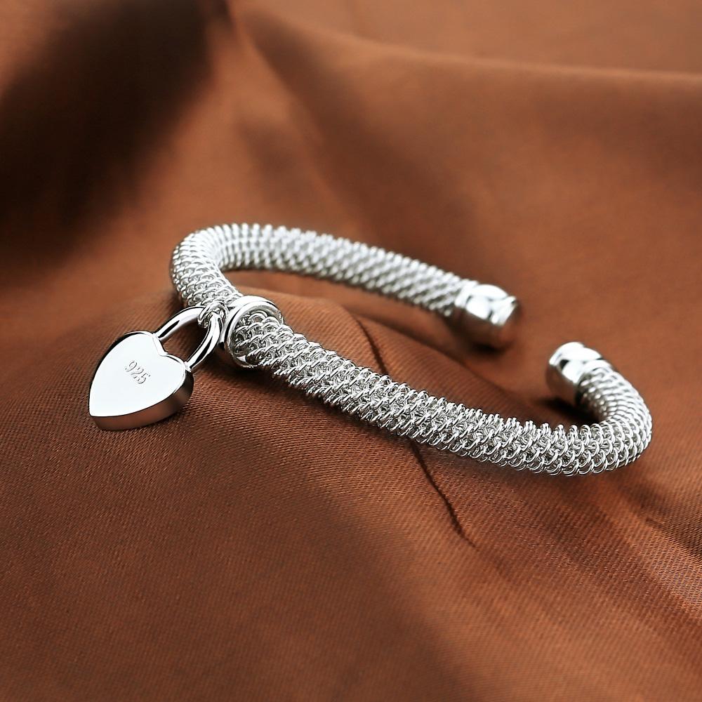 Изображение товара: Женский браслет из серебра 100% пробы, с замком в форме сердца