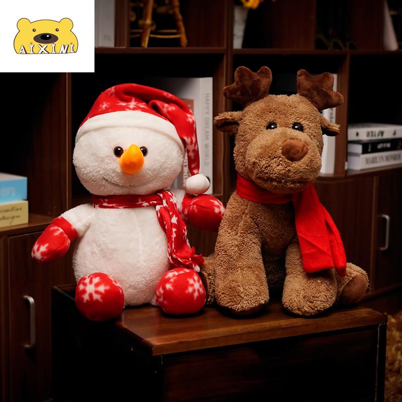 Изображение товара: Милый снеговик, лося, кукла, Рождественская плюшевая игрушка, украшение для фестиваля, раглот, рождественский подарок, вечерние, рождественский подарок для ребенка, подарок на Новый год