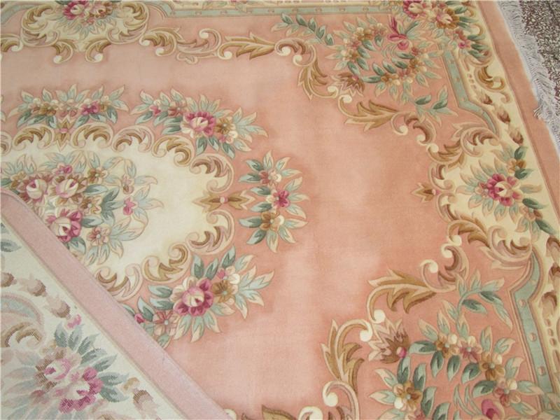 Изображение товара: pink color hand carved aubusson design 100 wool%
