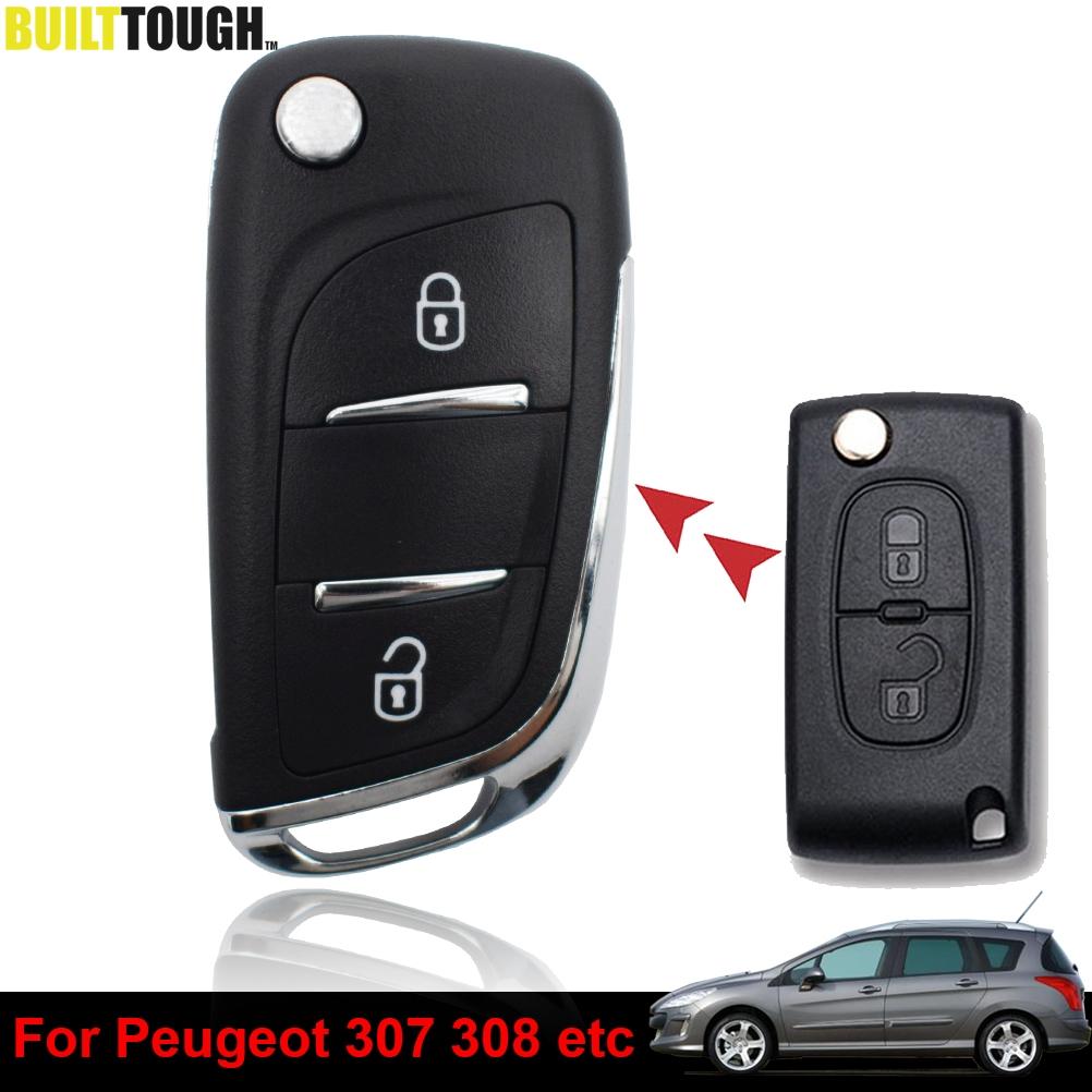 Изображение товара: 2 кнопки, автомобильный чехол для ключей с управлением, чехол для ключей, держатель для Peugeot 207 307 308 3008 5008 807, модификация, замена автомобиля