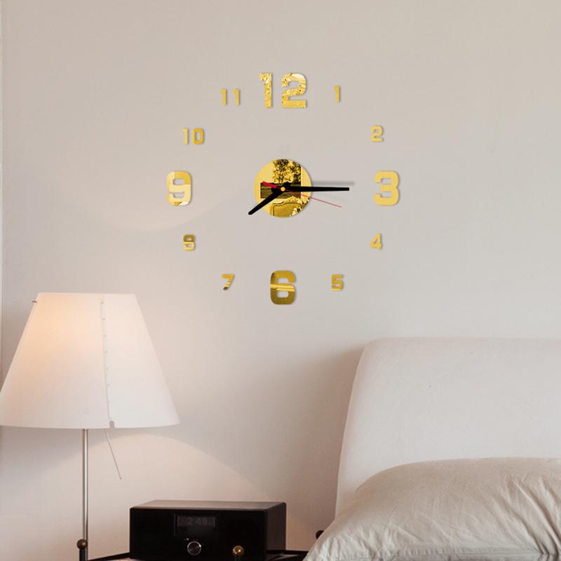 Изображение товара: Настенные часы с арабскими цифрами, современный дизайн, акриловые зеркальные часы наклеек, аксессуары для гостиной декоративных часы для дома horloge