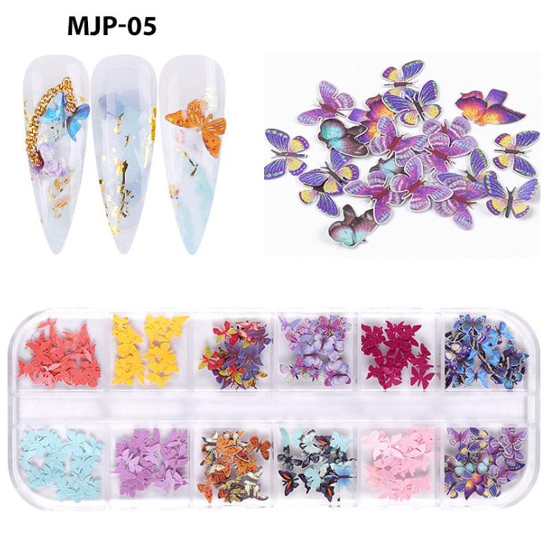 Изображение товара: Многоцветные и стильные 3D наклейки для дизайна ногтей, полые наклейки, смешанные дизайны, клейкие Цветочные накладки для ногтей, буквы, бабочки для ногтей