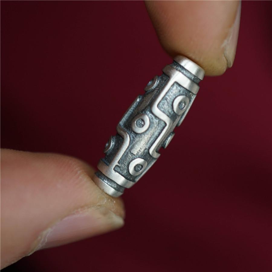 Изображение товара: 925 серебро 9 глаз 2 глаза бусины дзи тибетские бусины для изготовления ювелирных изделий