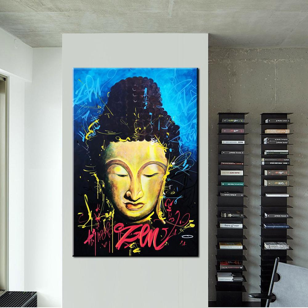 Изображение товара: Настенные художественные картины, Картина на холсте, яркие Будды, лицо на холсте, домашние настенные плакаты, буддизм, декор для гостиной, принты
