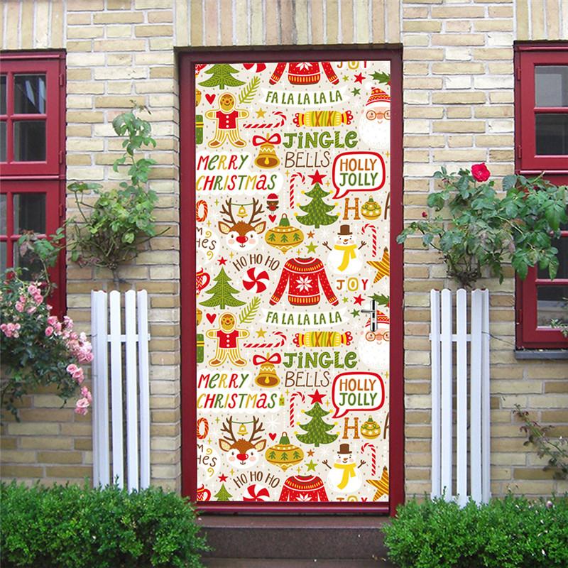 Изображение товара: Рождественская наклейка на дверь, виниловая Роспись «сделай сам» для гостиной, снеговика, Рождества, украшение на стену, спальни, коридора, роспись, домашний декор 2022