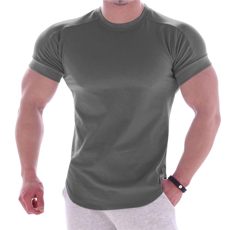 Изображение товара: Летняя Повседневная Спортивная футболка для мужчин, для тренажерных залов, для фитнеса, футболка с коротким рукавом, Мужская быстросохнущая футболка для бодибилдинга, для тренировок, топы, мужская одежда
