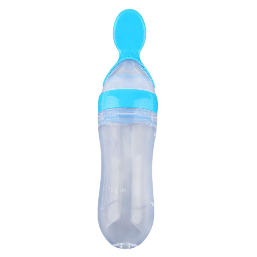 Изображение товара: Силиконовая бутылочка для кормления с ложкой для кормления, пищевая рисовая бутылочка для каши, обучающая бутылочка для новорожденных и малышей, 90 мл