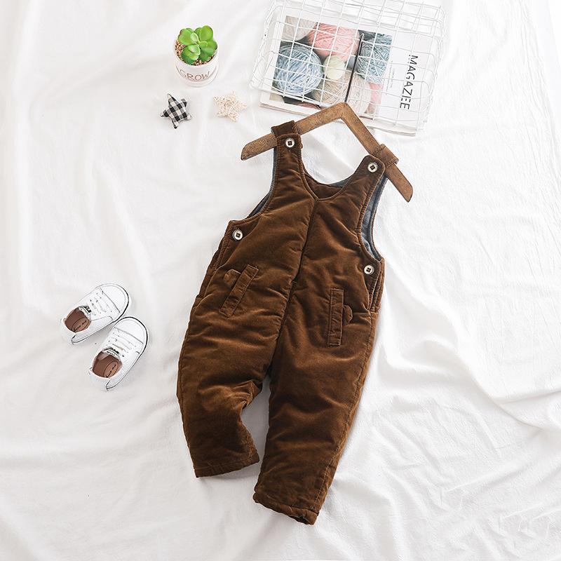 Изображение товара: Комбинезоны для малышей детские брюки для мальчиков и девочек с хлопковой подкладкой в Корейском стиле универсальные брюки Лидер продаж 2020 зимние однотонные