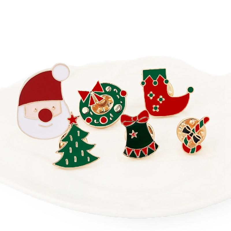 Изображение товара: Мультяшные рождественские броши, заколки, милый Дед Мороз, елка, колокольчики, носки, пончики, конфеты, эмалевые заколки, значки, брошь