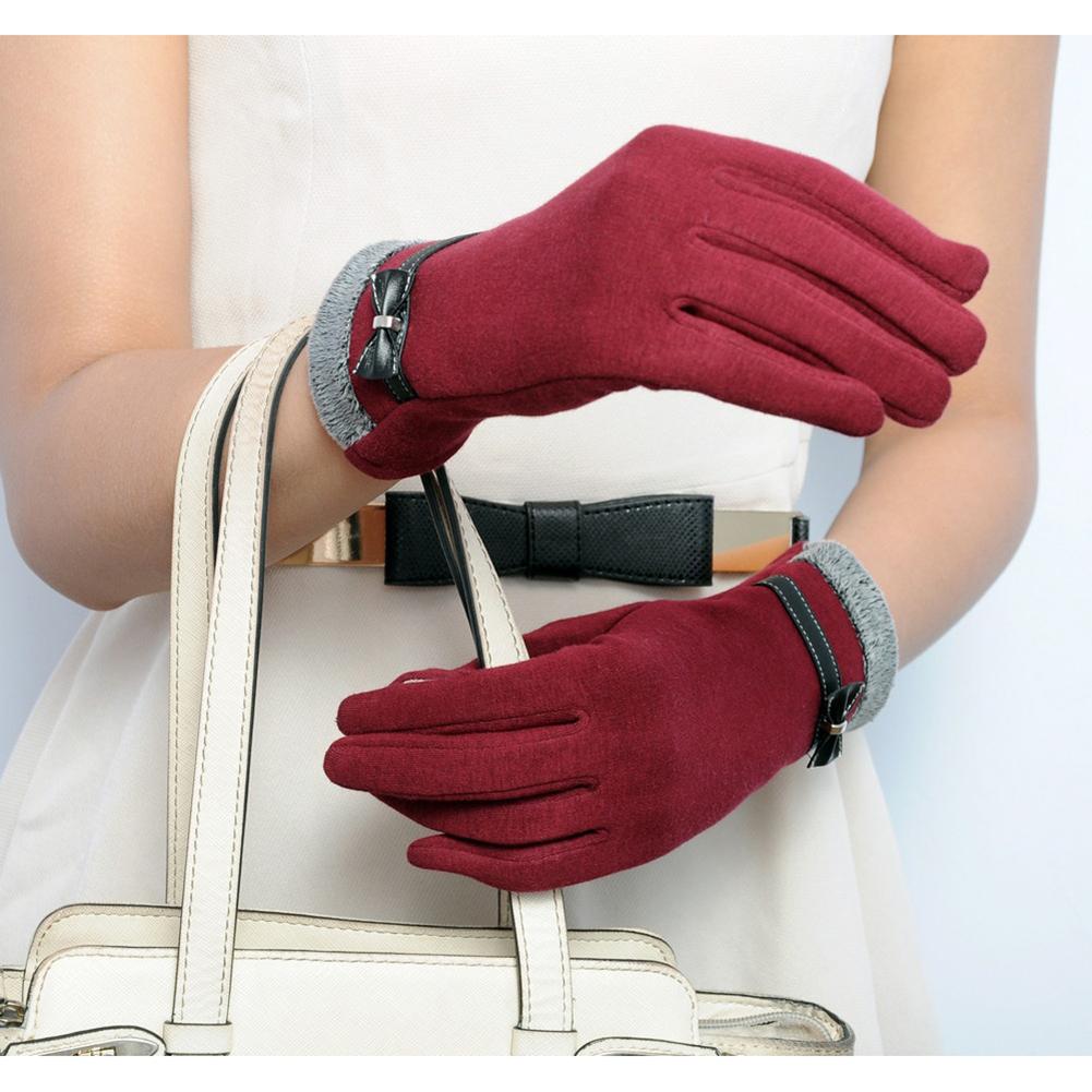 Изображение товара: Женские перчатки для девочек, модные зимние теплые перчатки с пальцами для сенсорного экрана, на весну и зиму