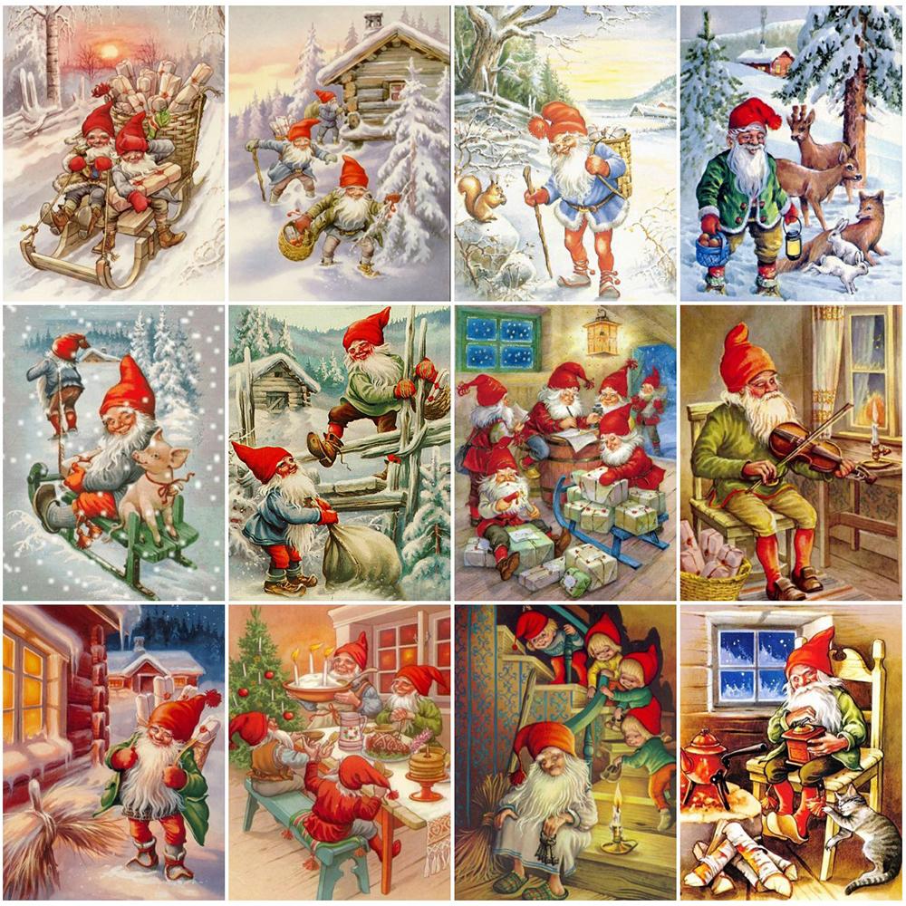 Изображение товара: 5D квадратный бриллиантовый рисунок Рождество Картина Стразы Алмазная вышивка зимний пейзаж Санта Клаус мозаика домашний декор