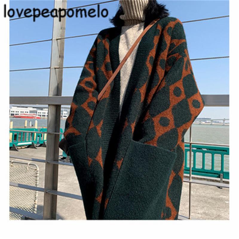 Изображение товара: Женский вязаный свитер 2020, модная осенне-зимняя женская трикотажная длинная куртка оверсайз, Свободная Женская верхняя одежда, N669