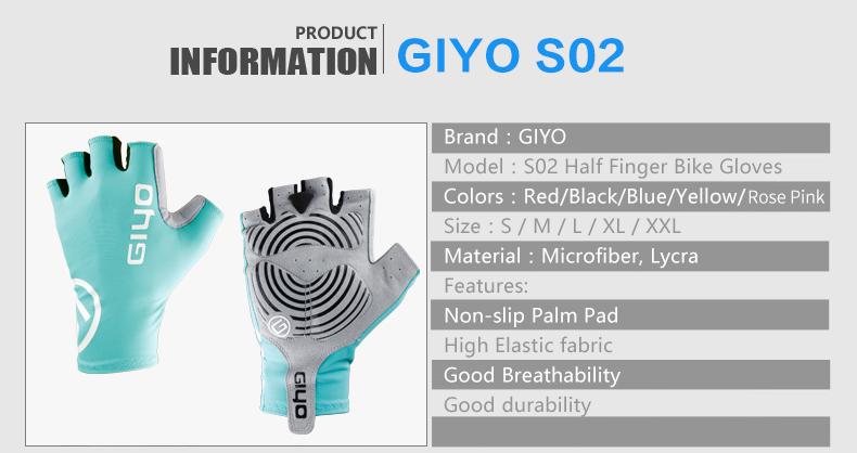 Изображение товара: GIYO дышащие велосипедные перчатки Противоскользящий гелевый коврик для шоссейного велосипеда короткие перчатки с половиной пальцев мужские летние спортивные велосипедные перчатки MTB велосипедные перчатки